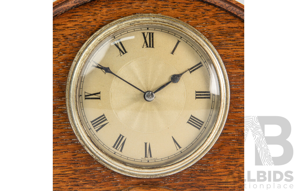 French Oak Art Deco Mantle Clock