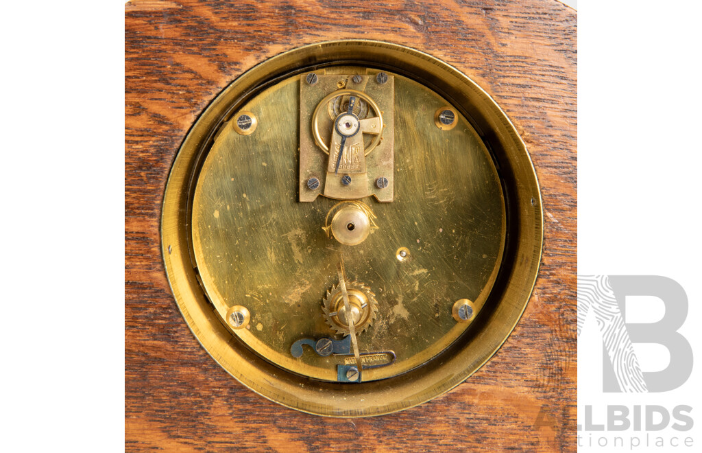 French Oak Art Deco Mantle Clock