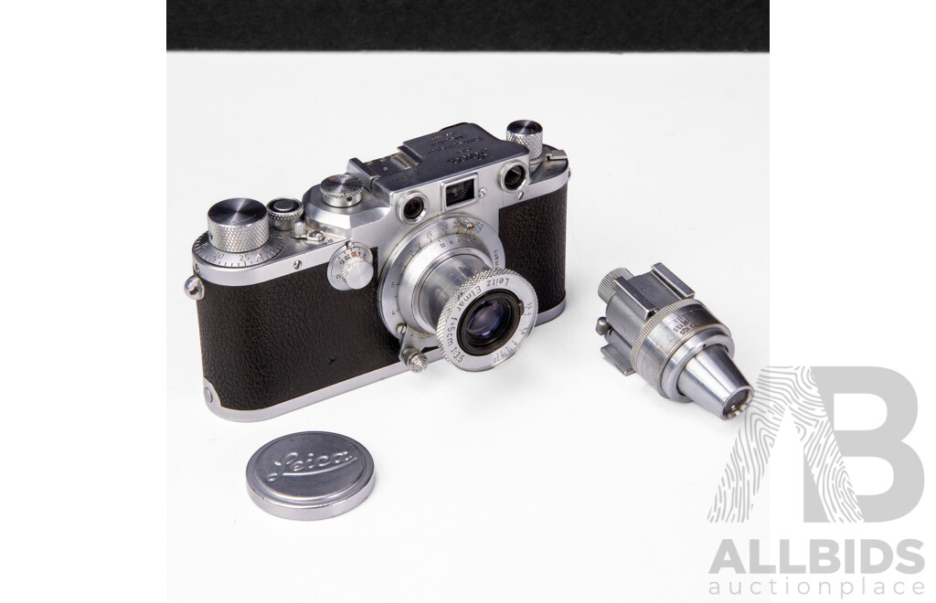 Leica IIIc 35mm Screw Mount Rangefinder Camera with Leitz Elmar 50mm F/3.5 Lens