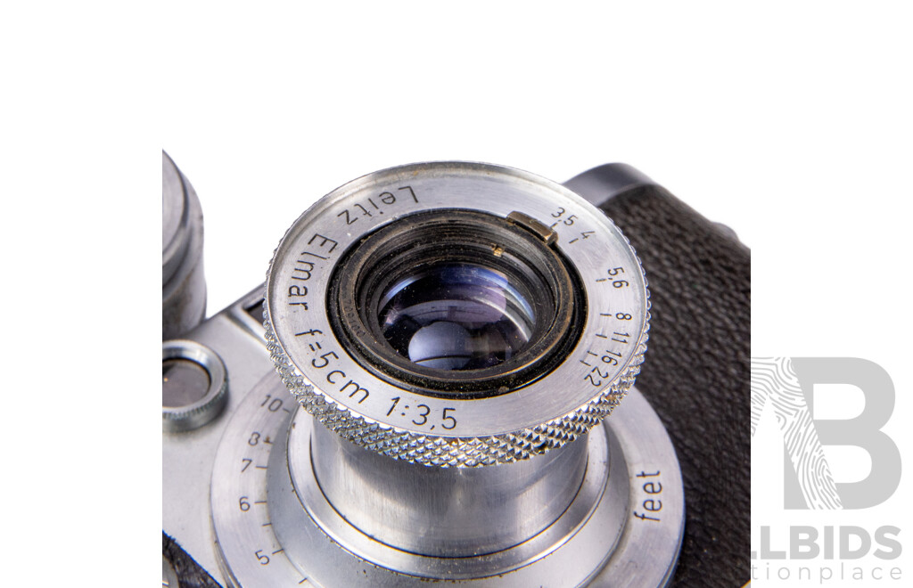 Leica IIIc 35mm Screw Mount Rangefinder Camera with Leitz Elmar 50mm F/3.5 Lens