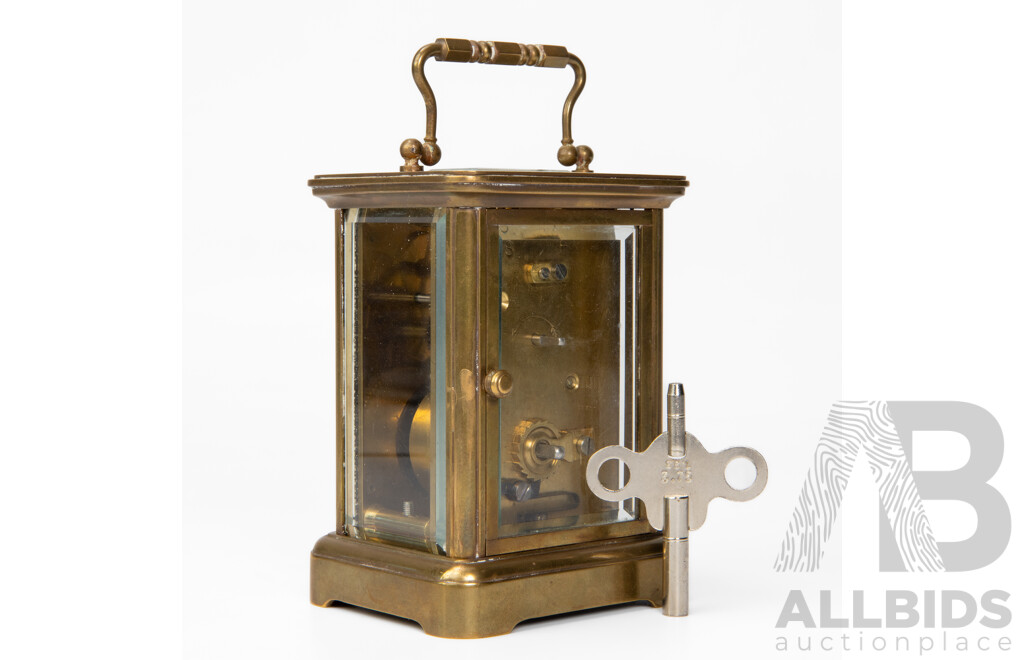 Vintage English Brass Eight Day Carriage Clock by Thwaites & Reed