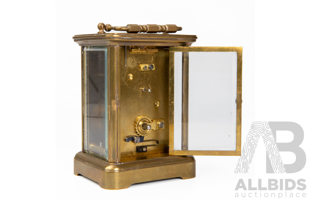 Vintage English Brass Eight Day Carriage Clock by Thwaites & Reed