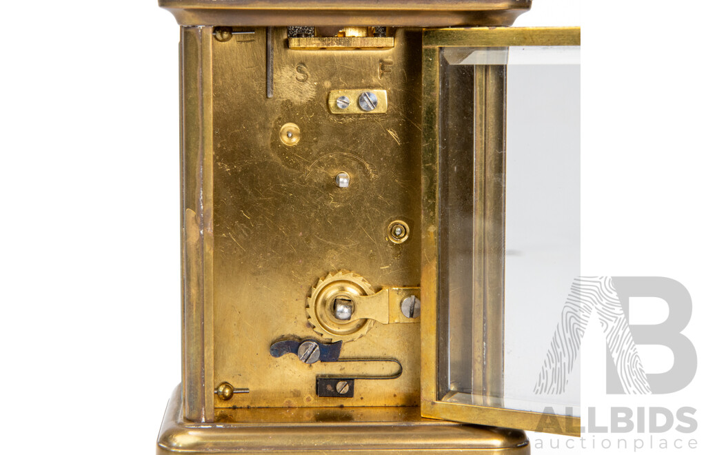 Vintage English Brass Eight Day Carriage Clock by Thwaites & Reed