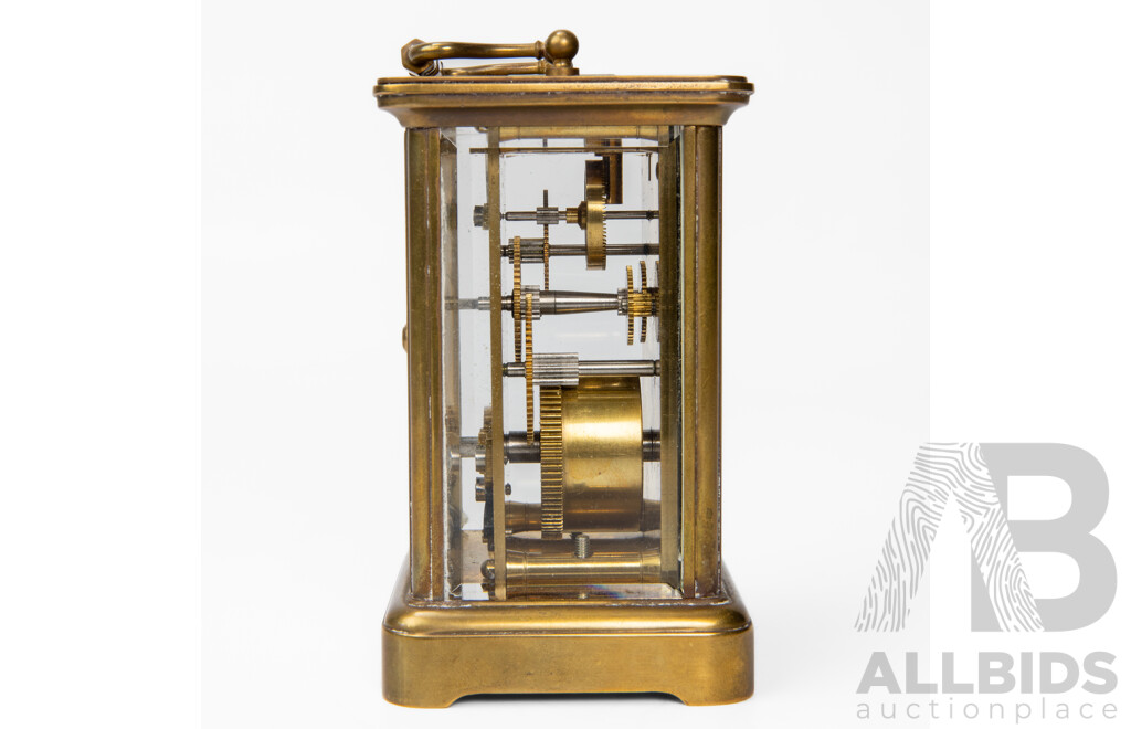 Vintage English Brass Eight Day Carriage Clock by Thwaites & Reed