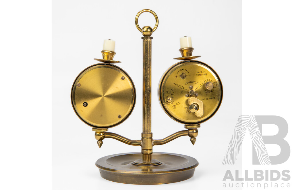 Vintage Swiza Brass Carriage Clock with Barometer