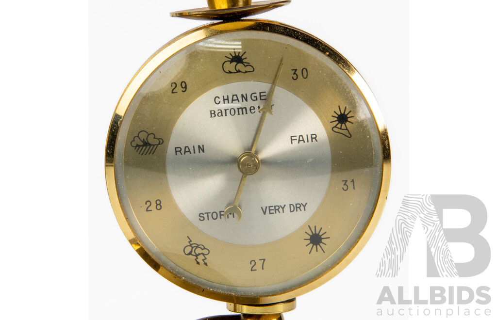 Vintage Swiza Brass Carriage Clock with Barometer