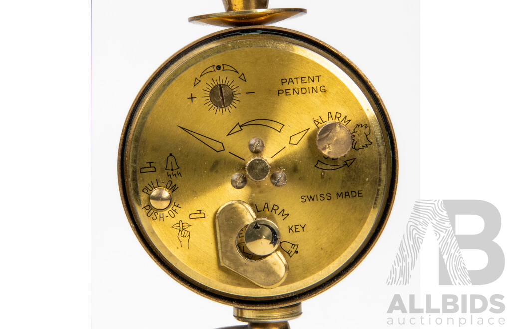 Vintage Swiza Brass Carriage Clock with Barometer