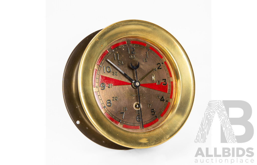 Vintage Brass Chelsea Porthole Clock
