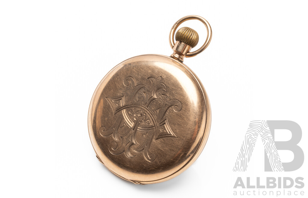 Vintage 9ct Rose Gold Keystone, USA Pocket Watch - 3992