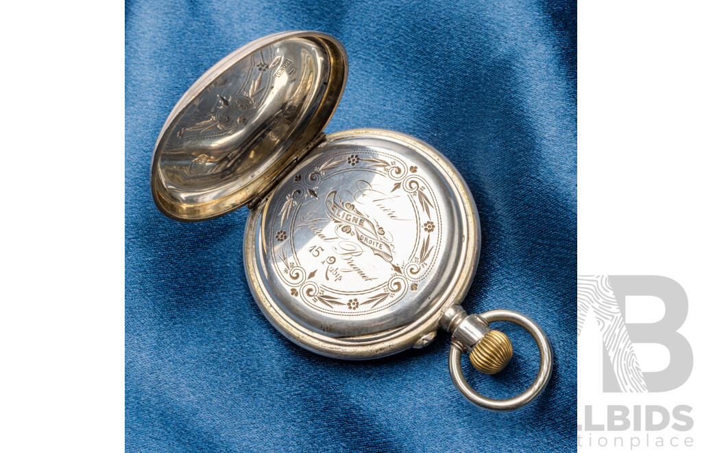 Louis-Ulysse Chopard (L.U.C.) Swiss 800 Silver Hunter Pocket Watch, Circa 1900