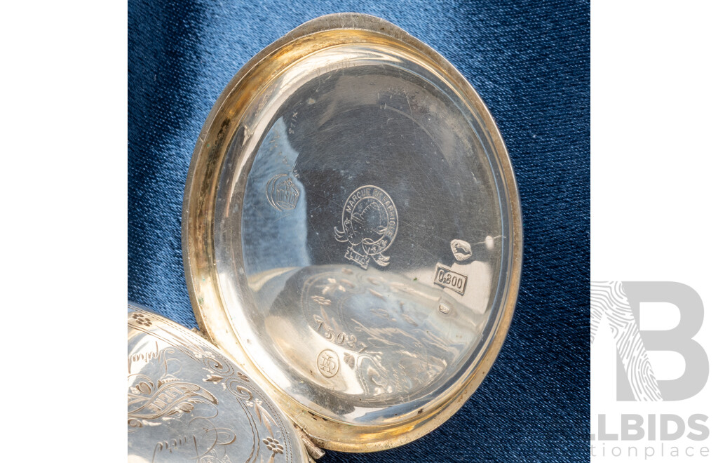 Louis-Ulysse Chopard (L.U.C.) Swiss 800 Silver Hunter Pocket Watch, Circa 1900