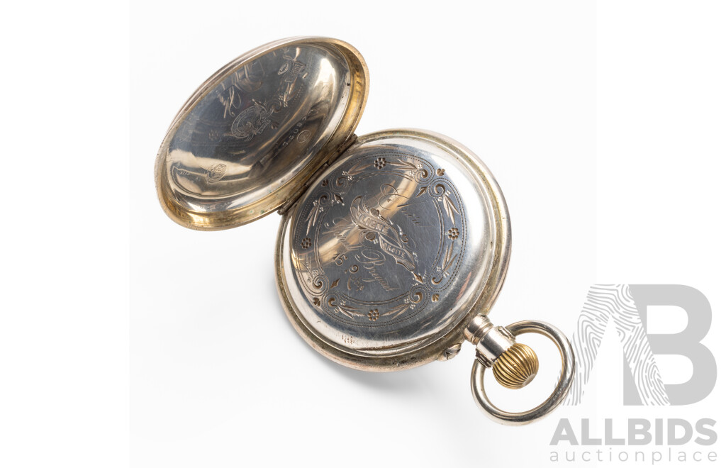 Louis-Ulysse Chopard (L.U.C.) Swiss 800 Silver Hunter Pocket Watch, Circa 1900
