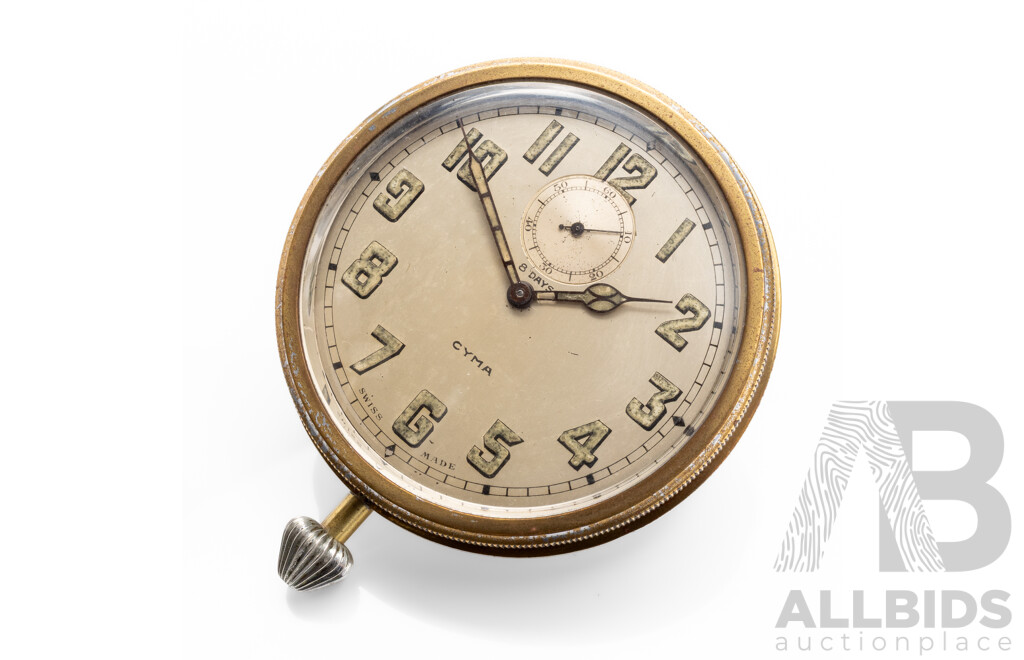Vintage 8 Days Cyma Nickel Plated Swiss Made Pocket Watch - 5485