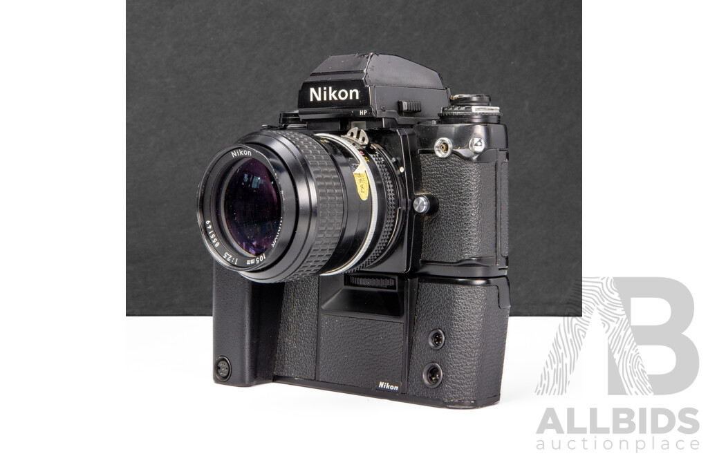 Nikon F3 35mm SLR Camera with Nikkor 105mm F/2.5 Lens and MD-4 Motor Drive