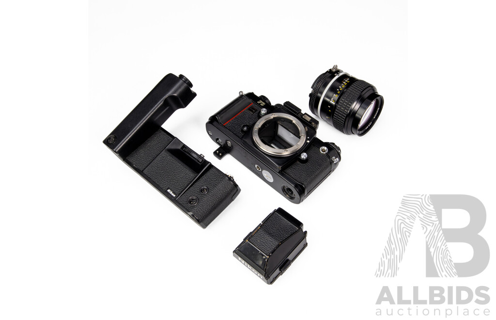 Nikon F3 35mm SLR Camera with Nikkor 105mm F/2.5 Lens and MD-4 Motor Drive