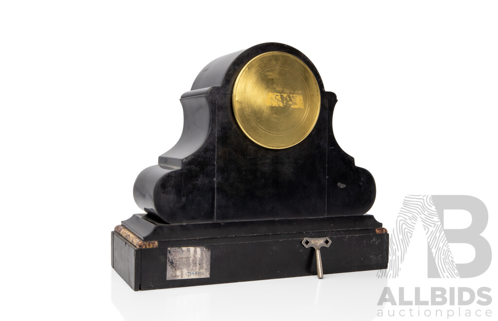 a Good 19th Century French Slate and Marble Drumhead Mantle Clock