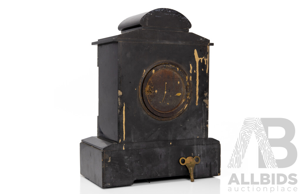 Black Marble Late 19th Century Mantle Clock