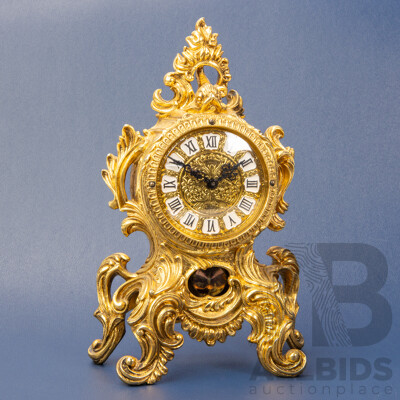 French Rococo Style Ornate Brass Mantle Clock