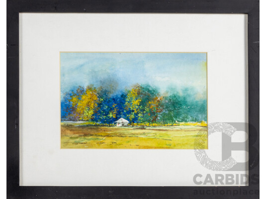 1661368 · Artists Unknown (20th Century), Lone Cottage & Path Way Home [Original Watercolours], Polish Cityscape [Original Oil], Set of Three Miniature Works, 36W x 28H cm (largest frame) (3)