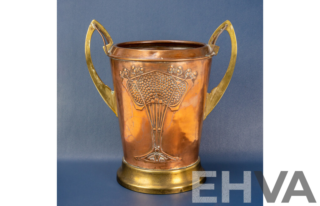 Brass and Copper Art Nouveau Twin Handled Vase