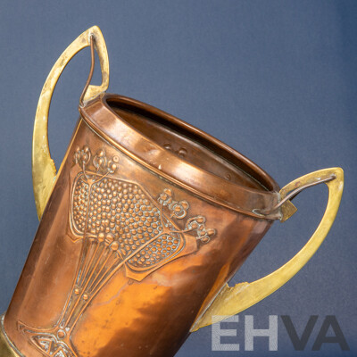 Brass and Copper Art Nouveau Twin Handled Vase
