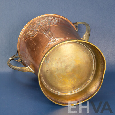 Brass and Copper Art Nouveau Twin Handled Vase