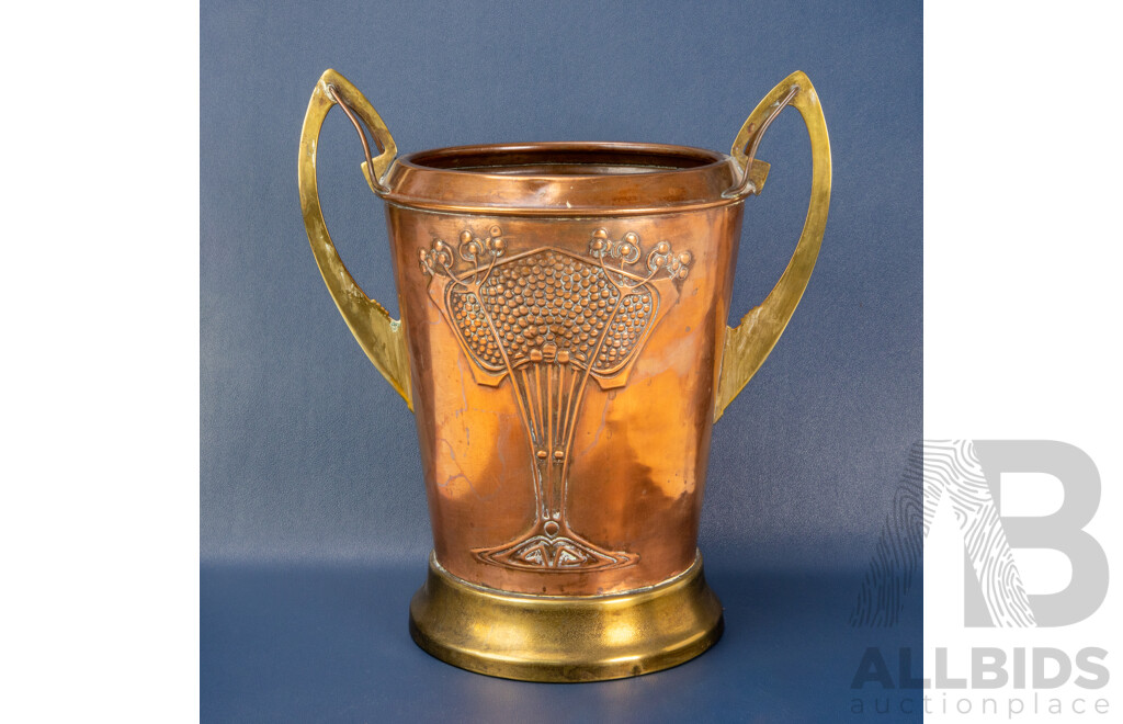 Brass and Copper Art Nouveau Twin Handled Vase