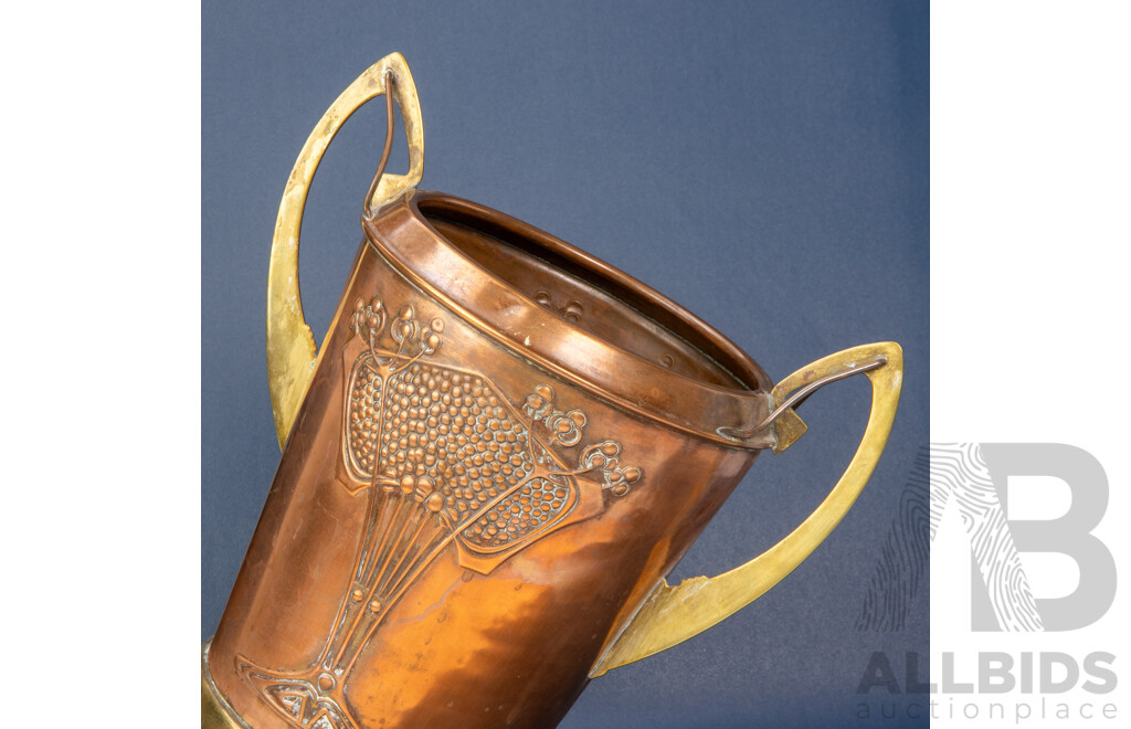 Brass and Copper Art Nouveau Twin Handled Vase
