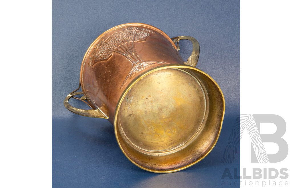 Brass and Copper Art Nouveau Twin Handled Vase