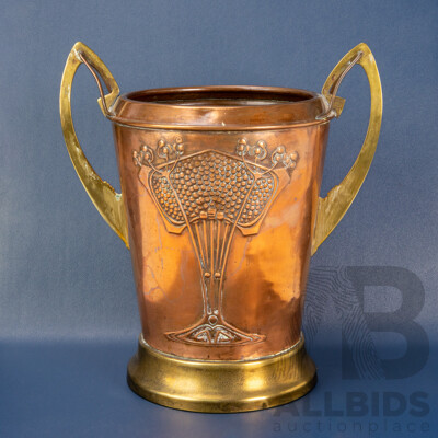 Brass and Copper Art Nouveau Twin Handled Vase