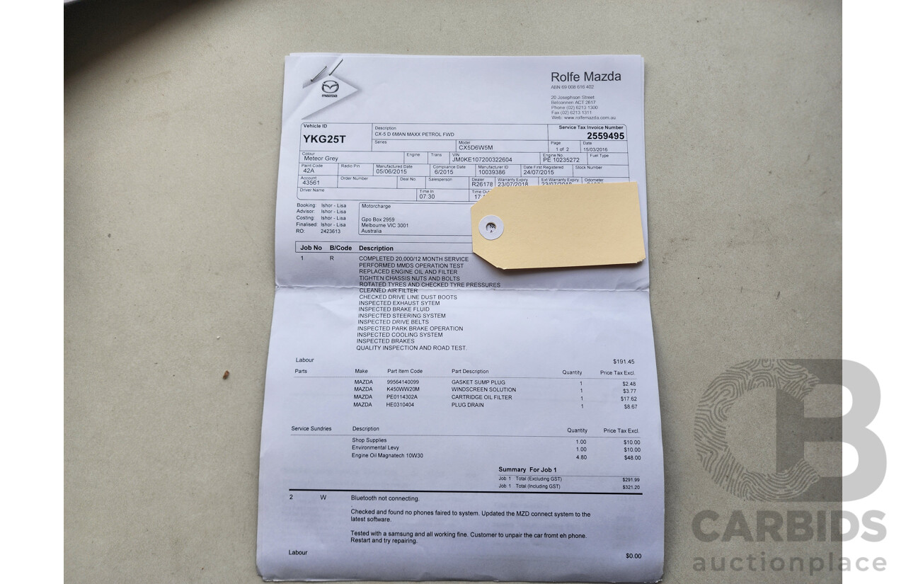 6/2015 Mazda Cx-5 MAXX (4x2) MY15 4d Wagon Grey 2.0L