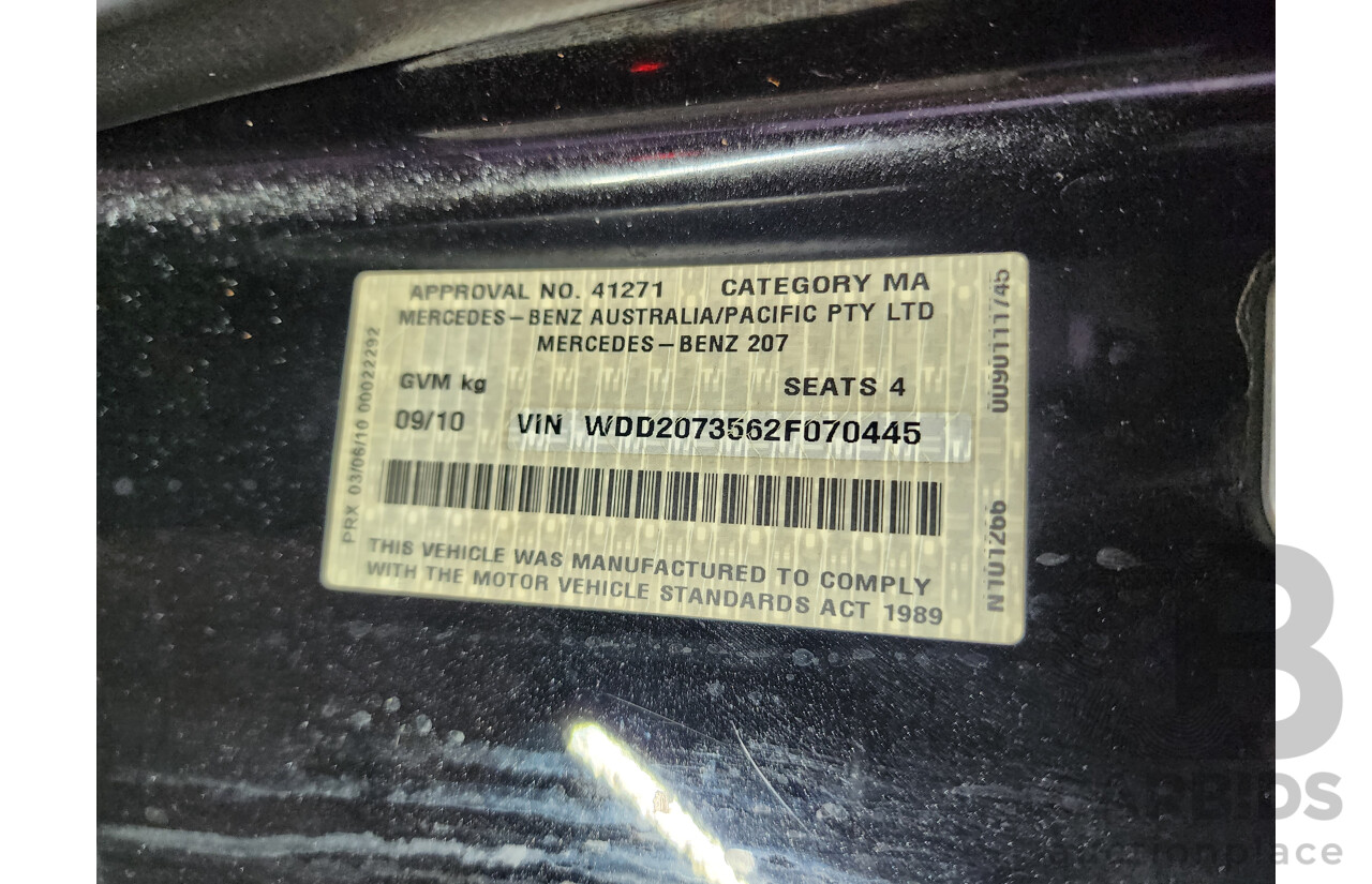 9/2010 Mercedes-Benz E350 Avantgarde 207 2d Coupe Black 3.5L