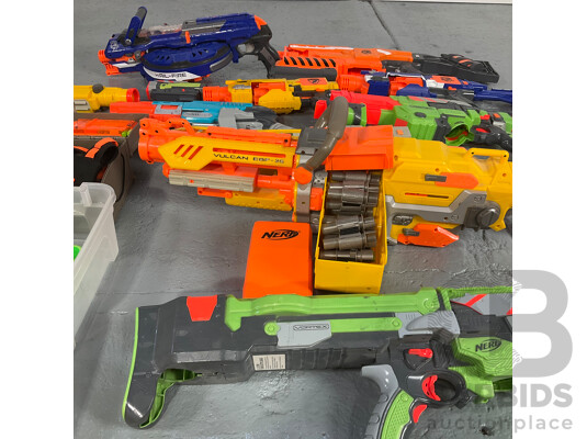 Large Collection Nerf Guns with Bullets and More