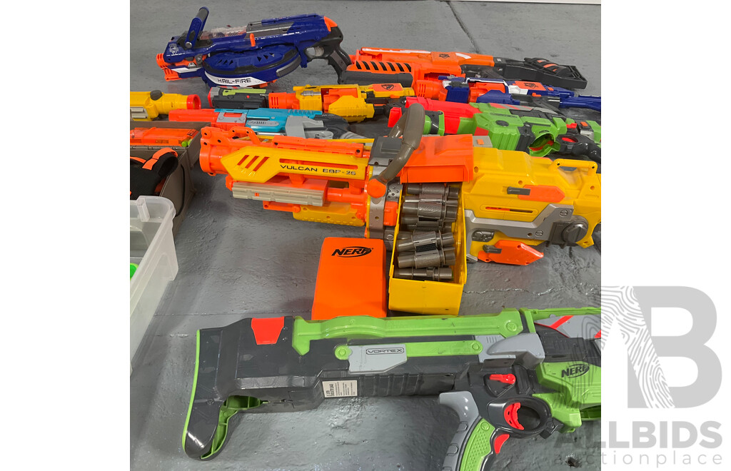 Large Collection Nerf Guns with Bullets and More