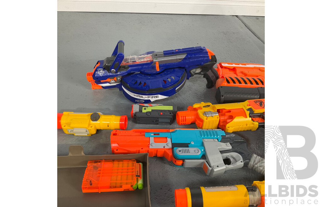 Large Collection Nerf Guns with Bullets and More