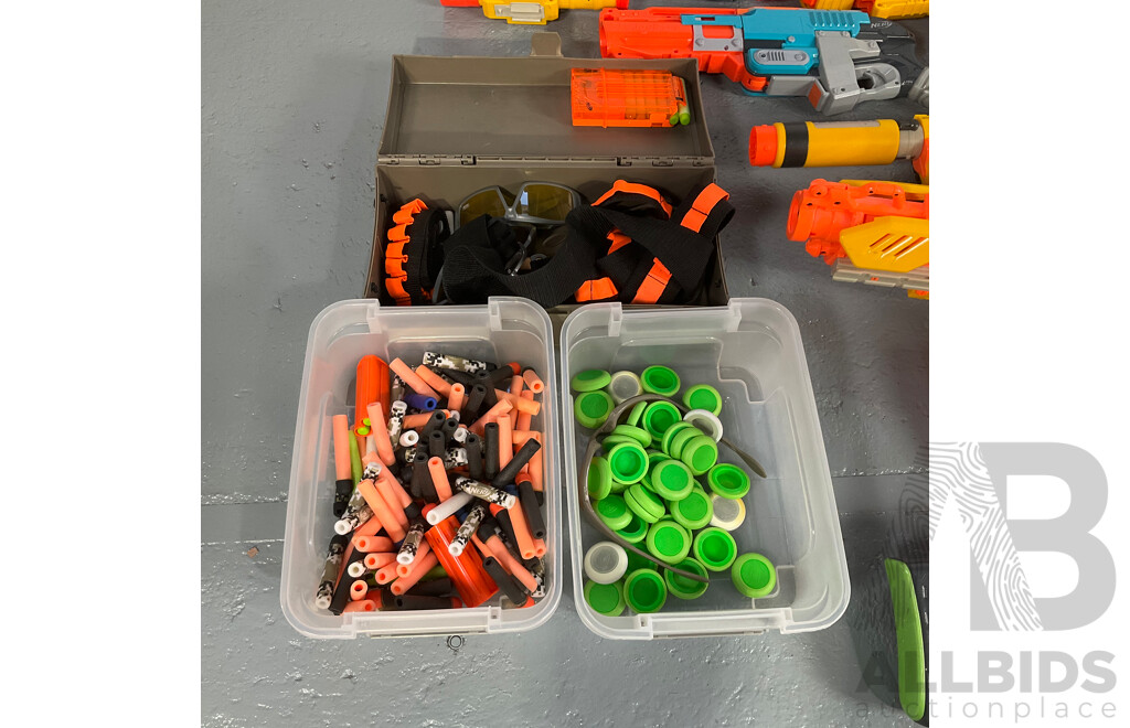 Large Collection Nerf Guns with Bullets and More