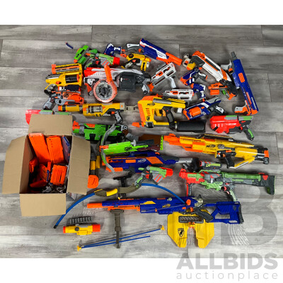 Large Collection Nerf Guns with Bullets and Clips