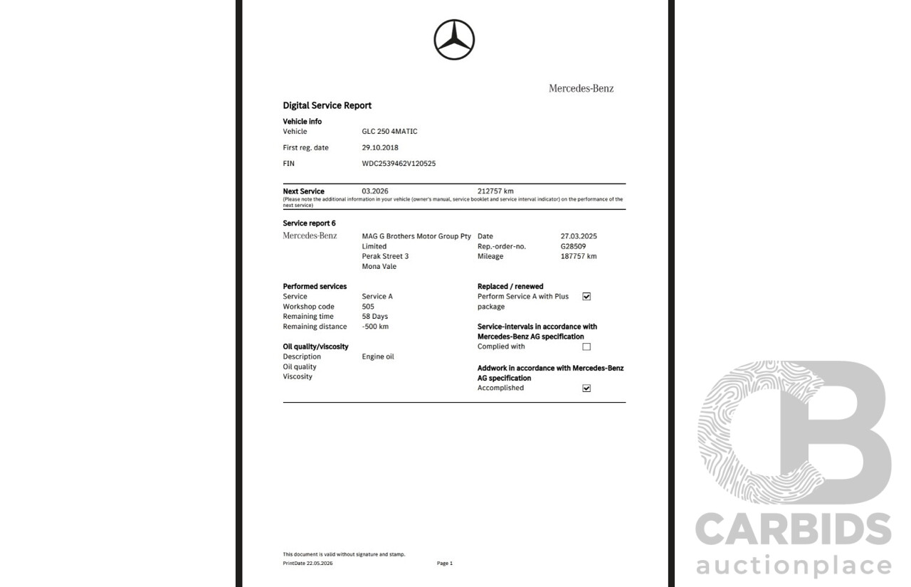 08/2018 Mercedes-Benz GLC 250 (AWD) 253 MY18 4D Wagon Black 2.0L AMG Pack