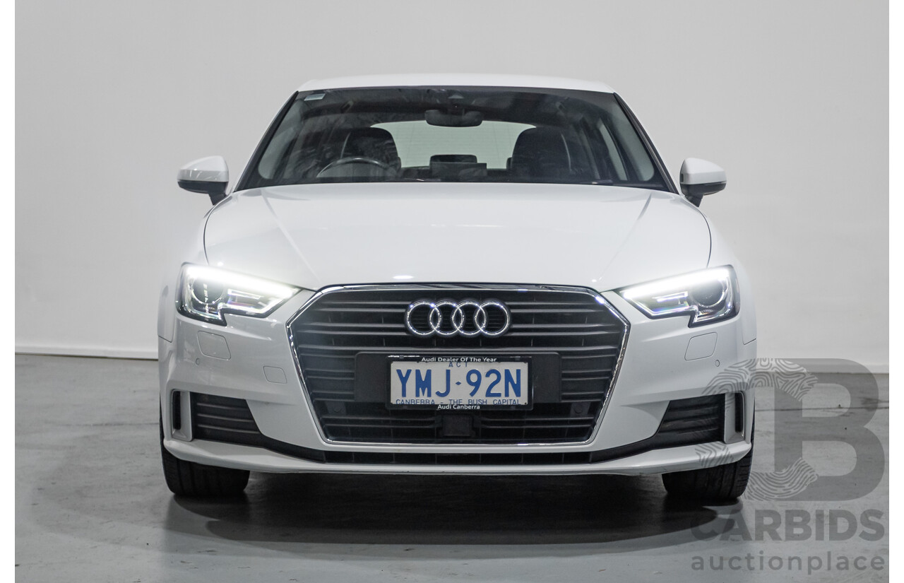 07/2017 Audi A3 Sport Sportback MY18 8V 4d Hatch Glacier White Metallic Turbo 2.0L