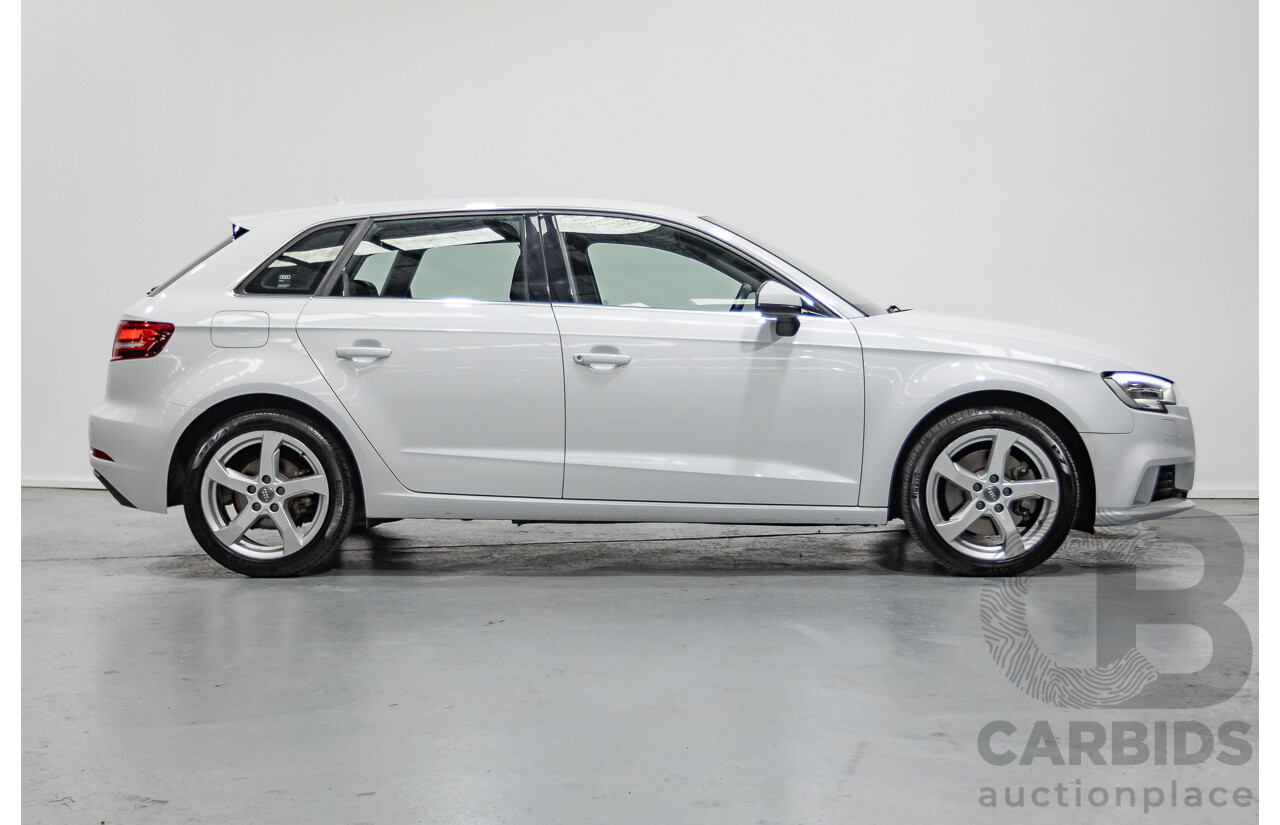 07/2017 Audi A3 Sport Sportback MY18 8V 4d Hatch Glacier White Metallic Turbo 2.0L