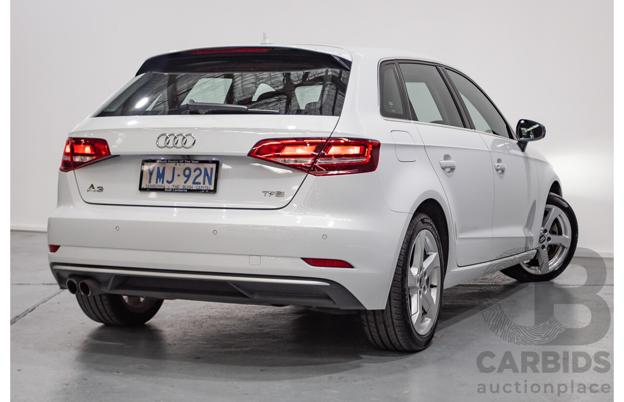 07/2017 Audi A3 Sport Sportback MY18 8V 4d Hatch Glacier White Metallic Turbo 2.0L