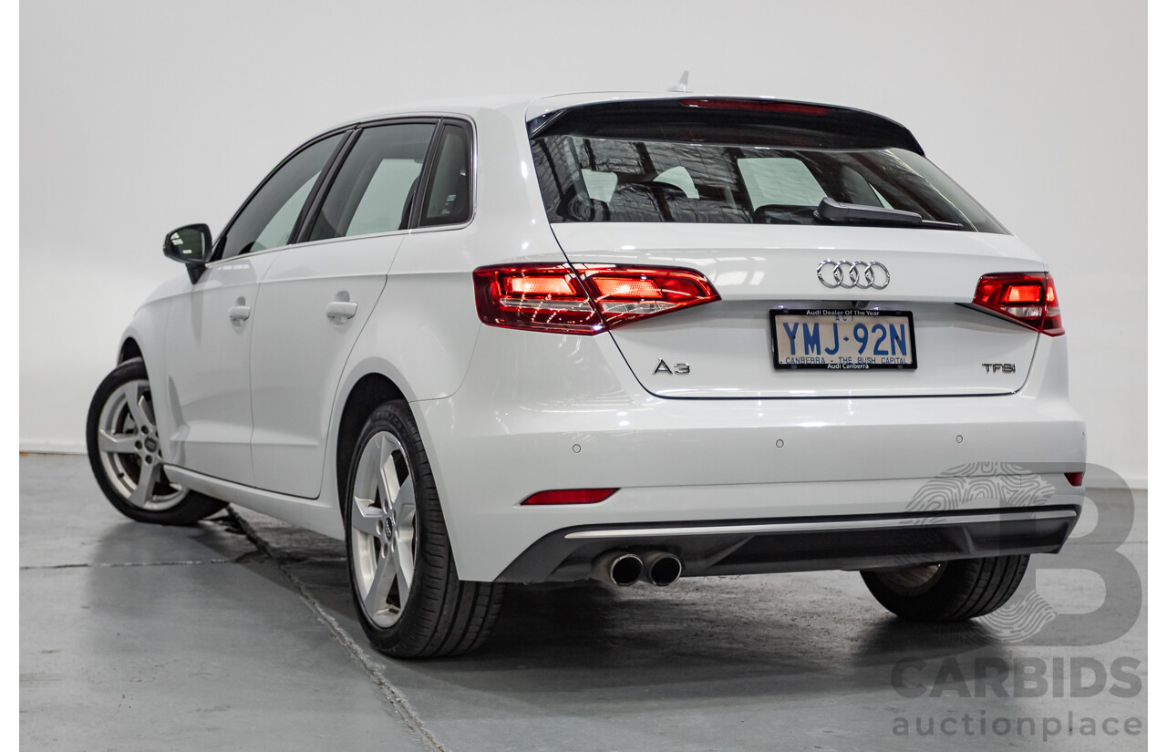 07/2017 Audi A3 Sport Sportback MY18 8V 4d Hatch Glacier White Metallic Turbo 2.0L