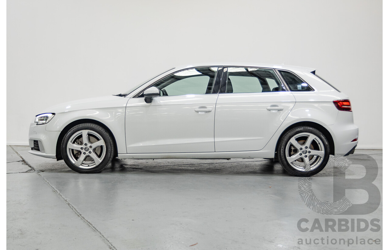 07/2017 Audi A3 Sport Sportback MY18 8V 4d Hatch Glacier White Metallic Turbo 2.0L