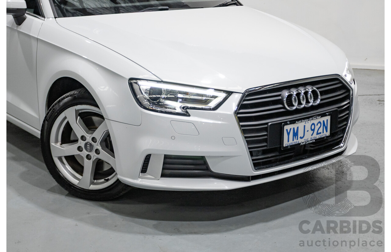 07/2017 Audi A3 Sport Sportback MY18 8V 4d Hatch Glacier White Metallic Turbo 2.0L