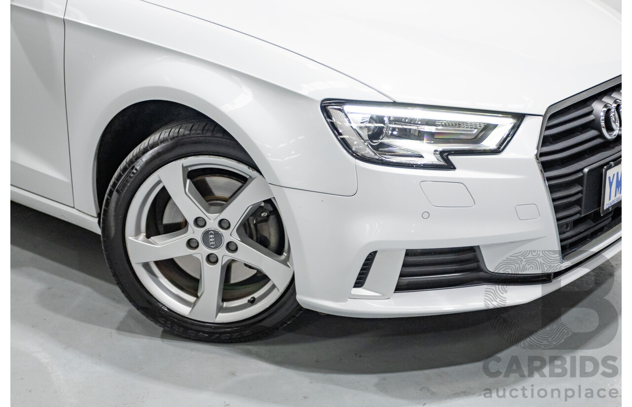 07/2017 Audi A3 Sport Sportback MY18 8V 4d Hatch Glacier White Metallic Turbo 2.0L