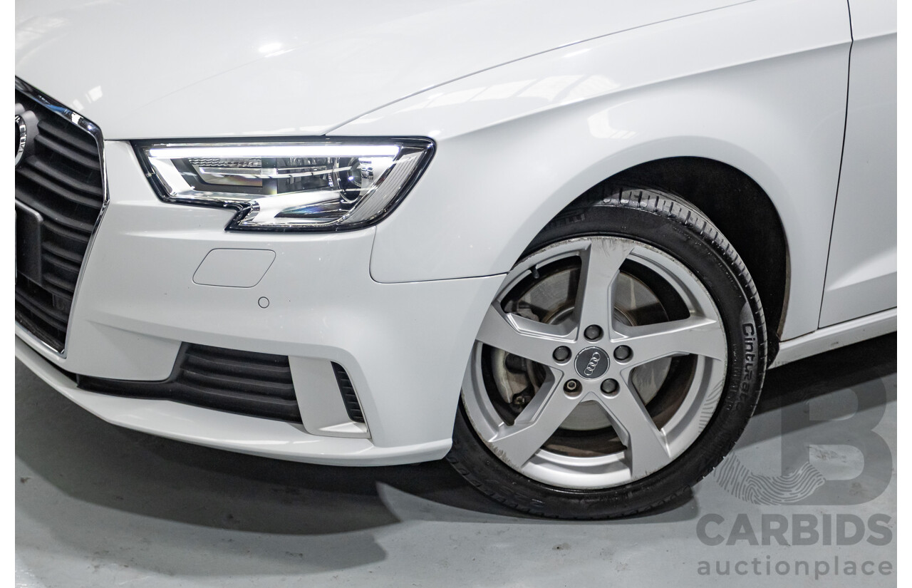 07/2017 Audi A3 Sport Sportback MY18 8V 4d Hatch Glacier White Metallic Turbo 2.0L
