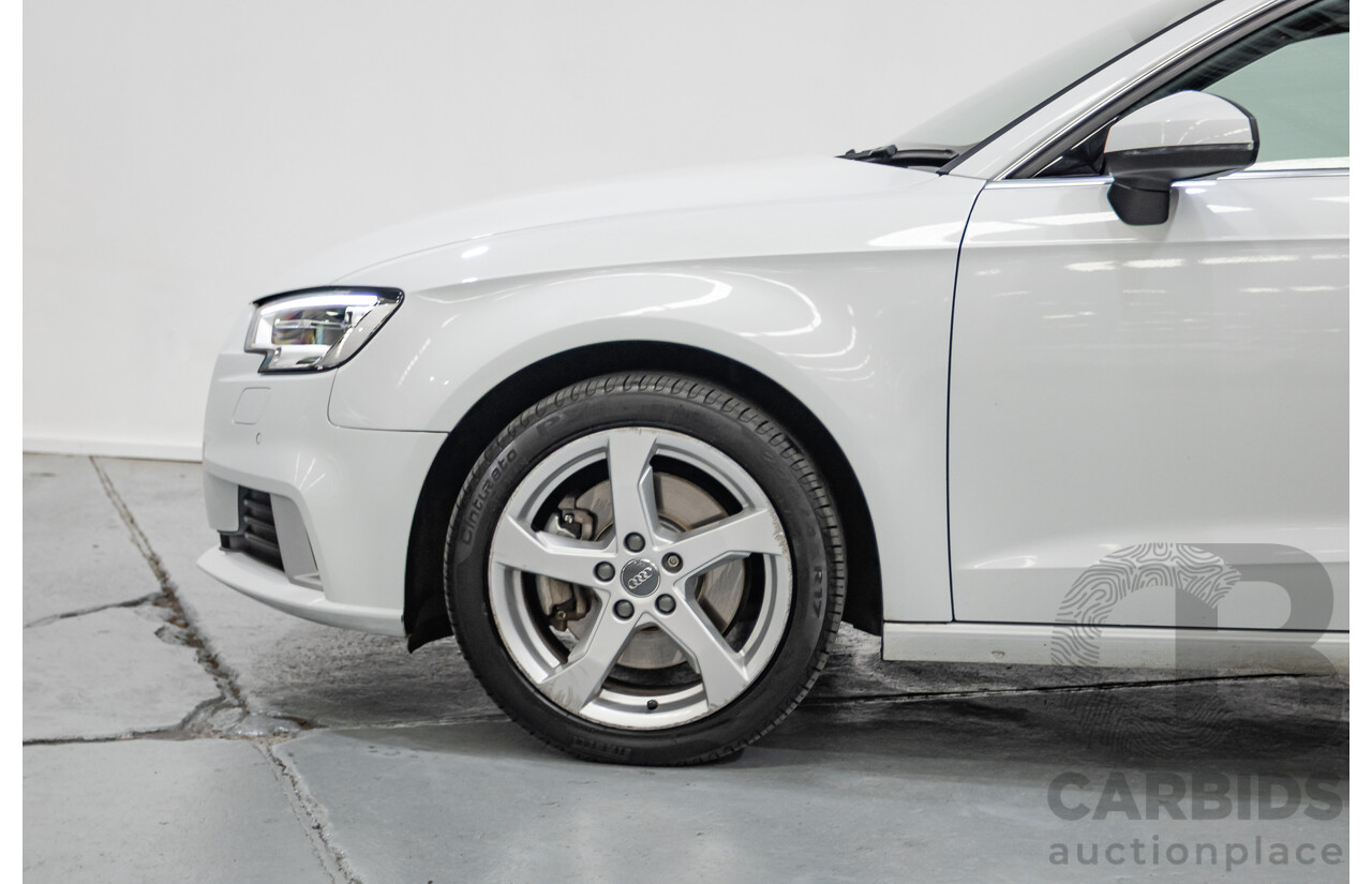 07/2017 Audi A3 Sport Sportback MY18 8V 4d Hatch Glacier White Metallic Turbo 2.0L
