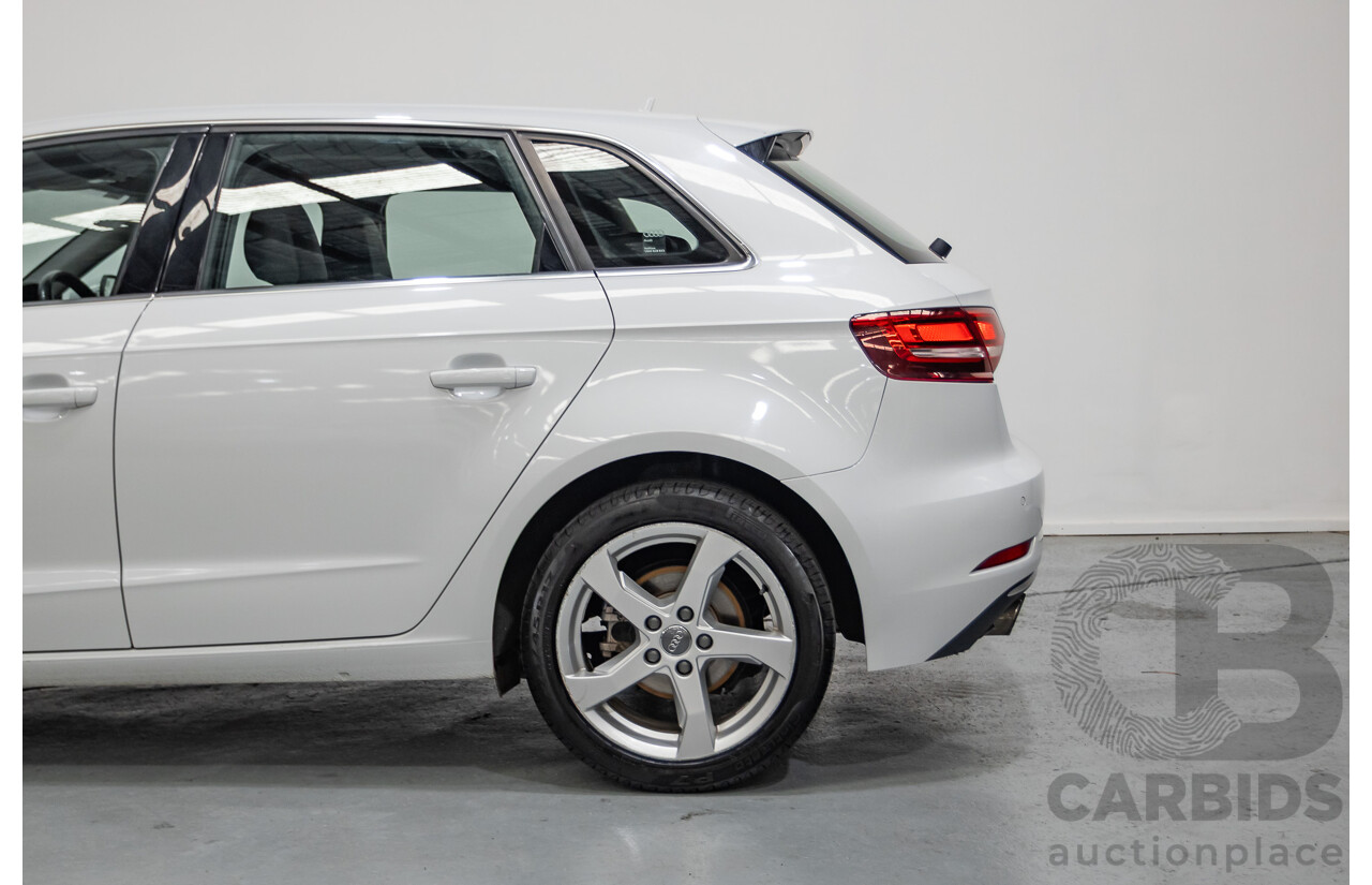 07/2017 Audi A3 Sport Sportback MY18 8V 4d Hatch Glacier White Metallic Turbo 2.0L