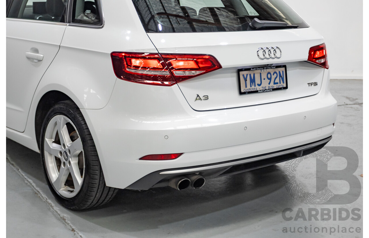 07/2017 Audi A3 Sport Sportback MY18 8V 4d Hatch Glacier White Metallic Turbo 2.0L