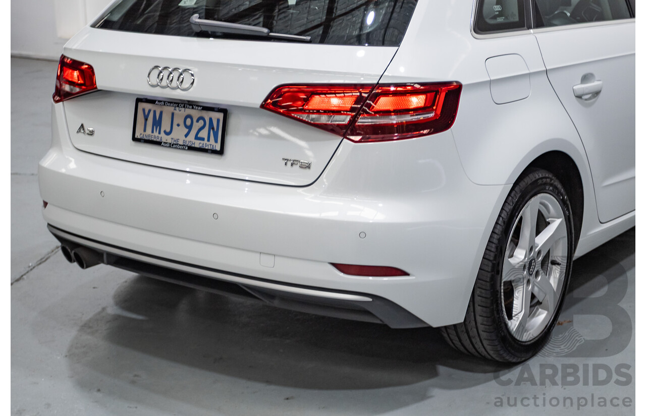07/2017 Audi A3 Sport Sportback MY18 8V 4d Hatch Glacier White Metallic Turbo 2.0L
